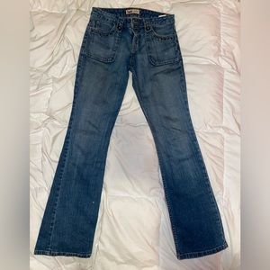 Ultra low rise l.e.i blue jeans.